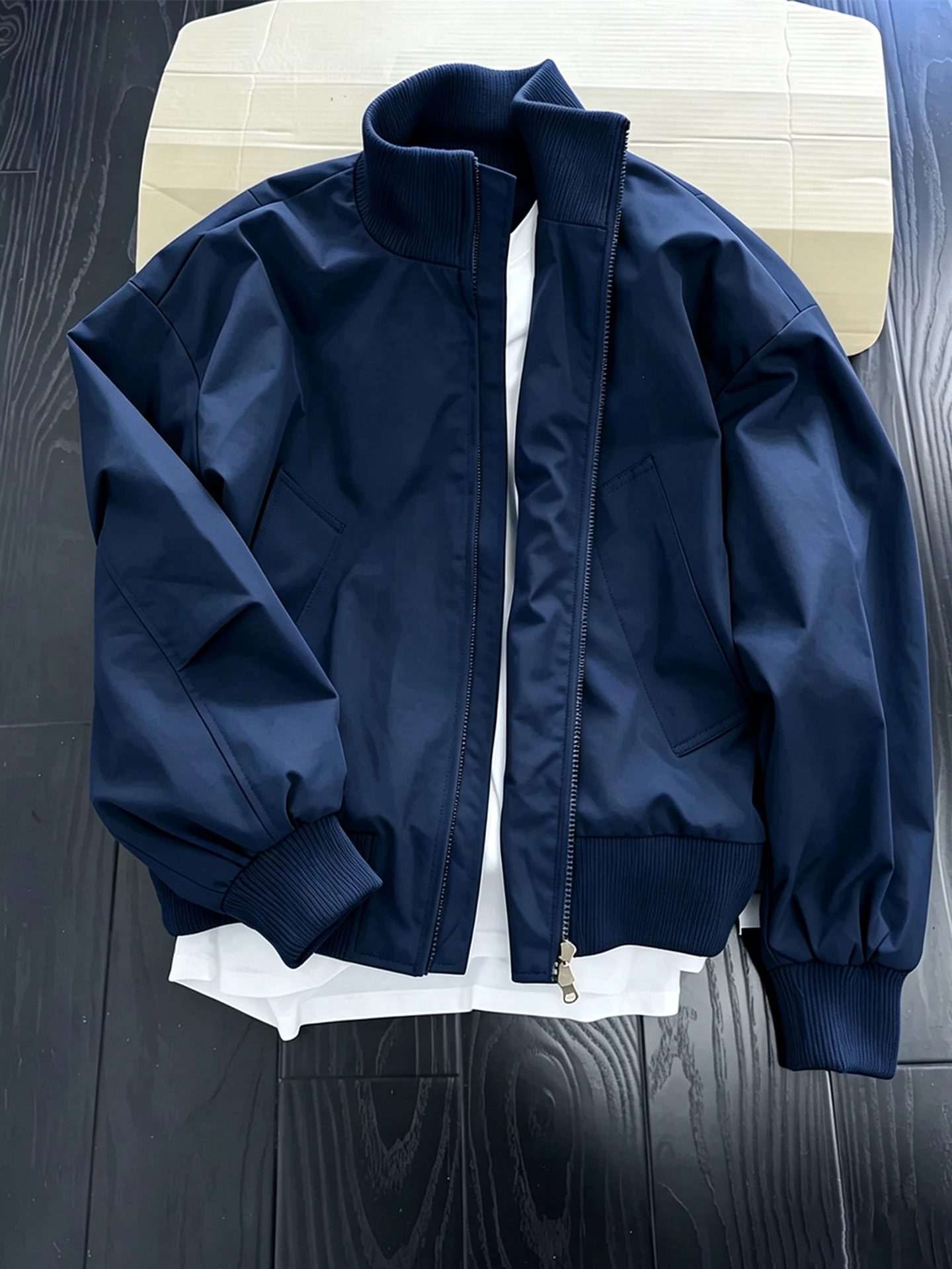 Cleanfit Boxy Short Flight Jacket Men's Style American Baseball Uniform Loose Fit Zipper Closure Youth Fashion Summer Nylon