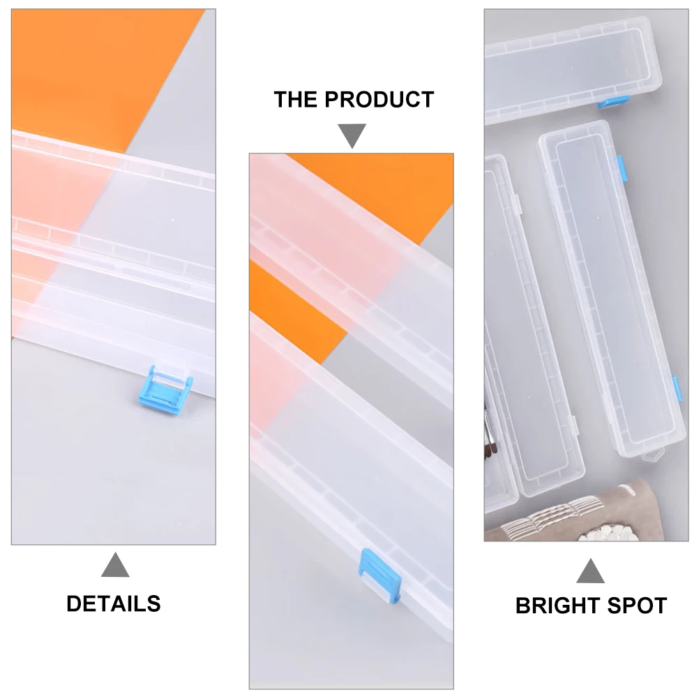 

2Pcs Premium Plastic Pen Box with One-Piece Cover Easy Access Transparent Storage for Pencils Crayons Cosmetics Small Tools