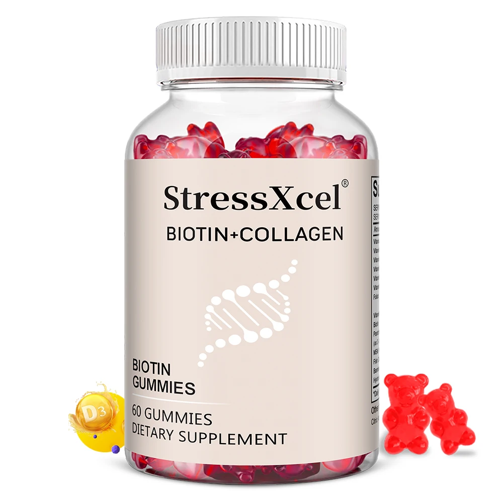 

Biotin Collagen Hair Skin and Nails Gummies - Biotin for Hair Growth Women & Men, Vegetarian, Mixed Berry, Non-GMO