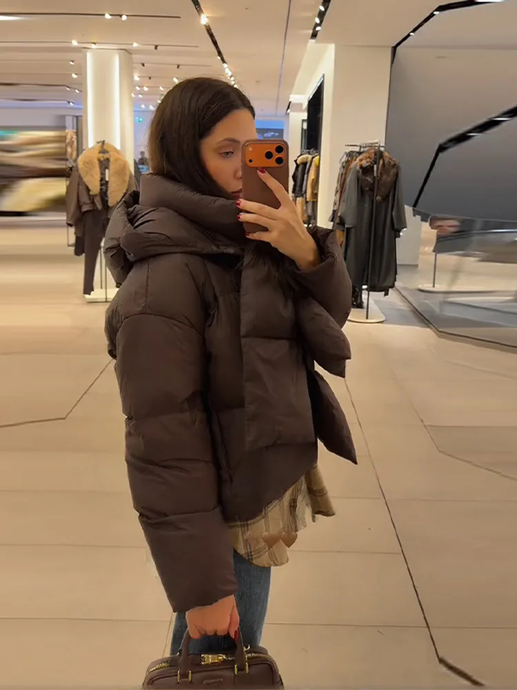منتفخ انفصال وشاح طوق مقنعين وسادة مبطنة المرأة الوقوف طوق كم كامل جيوب الدافئة القطن معاطف 2025 الشتاء أبلى