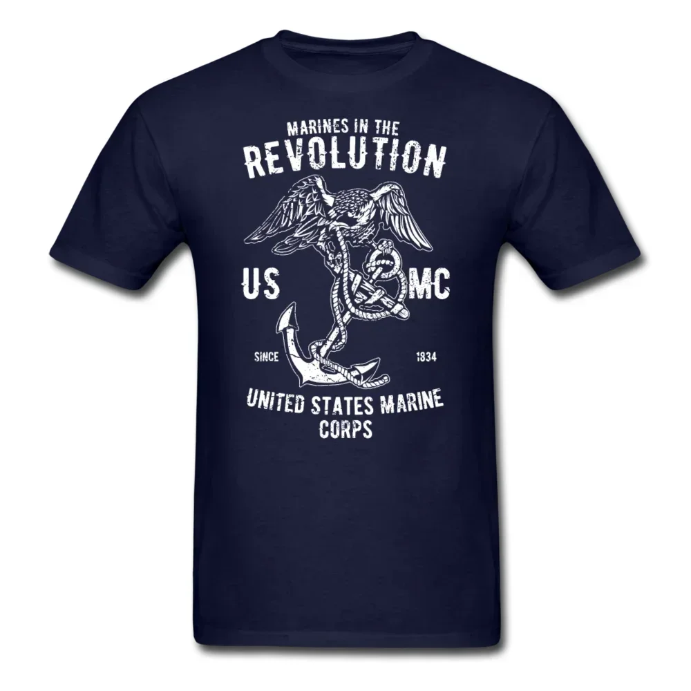 Marines Revolution US Marine Corps Hawk Anchor Printed T-Shirt 100% Cotton O-Neck Short Sleeve Casual Mens T-shirt Size S-3XL