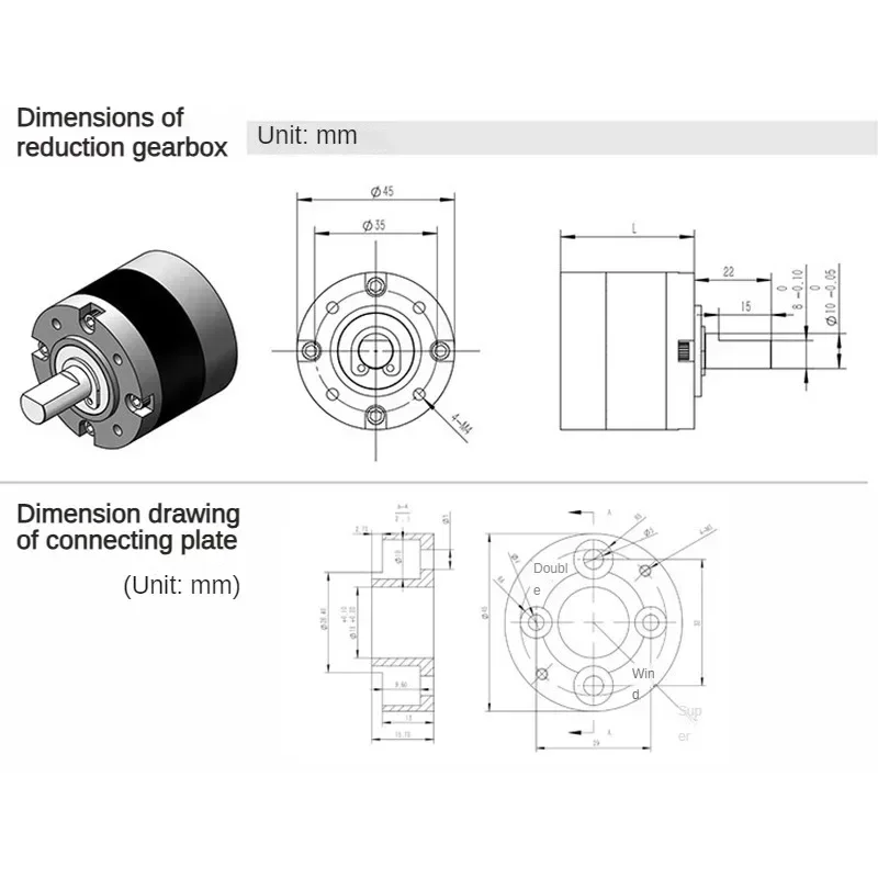 Planetary Motor Reducer Precision Gearbox All Metal Variable Speed High Torque Can Be Equipped With 895 Motor 45mm