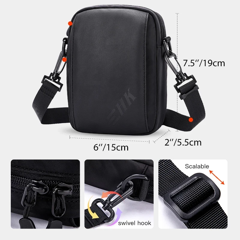 Obrázek 3: HK ležérní crossbody brašna pánské bedra brašna malý závěs komora brašna vodotěsný náprsní taška telefon pouch cestovní denně messenge brašna pro muži