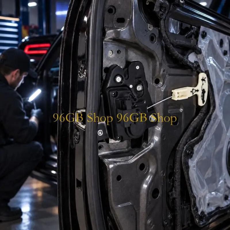 96GB 2-Pin Trunk Lock Assembly with Electric Operation, Cable Release, Pull Handle and Integrated Mounting Bracket, Part Number