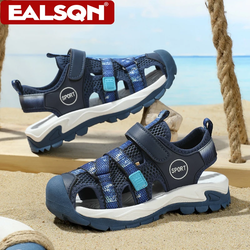 

Летние детские сандалии с закрытым носком, нескользящие, с мягкой подошвой, для пляжа, прогулок, игр на свежем воздухе, удобные повседневные сандалии для детей