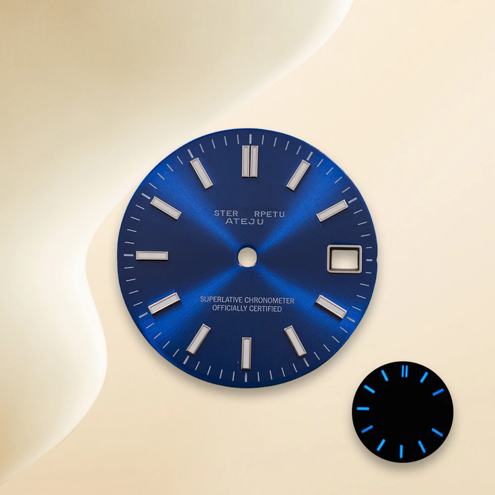 28.5mm gelo azul luminoso logotipo s sun patten nh35 dial sub mod adequado para movimento nh35/nh36 acessórios de modificação de relógio