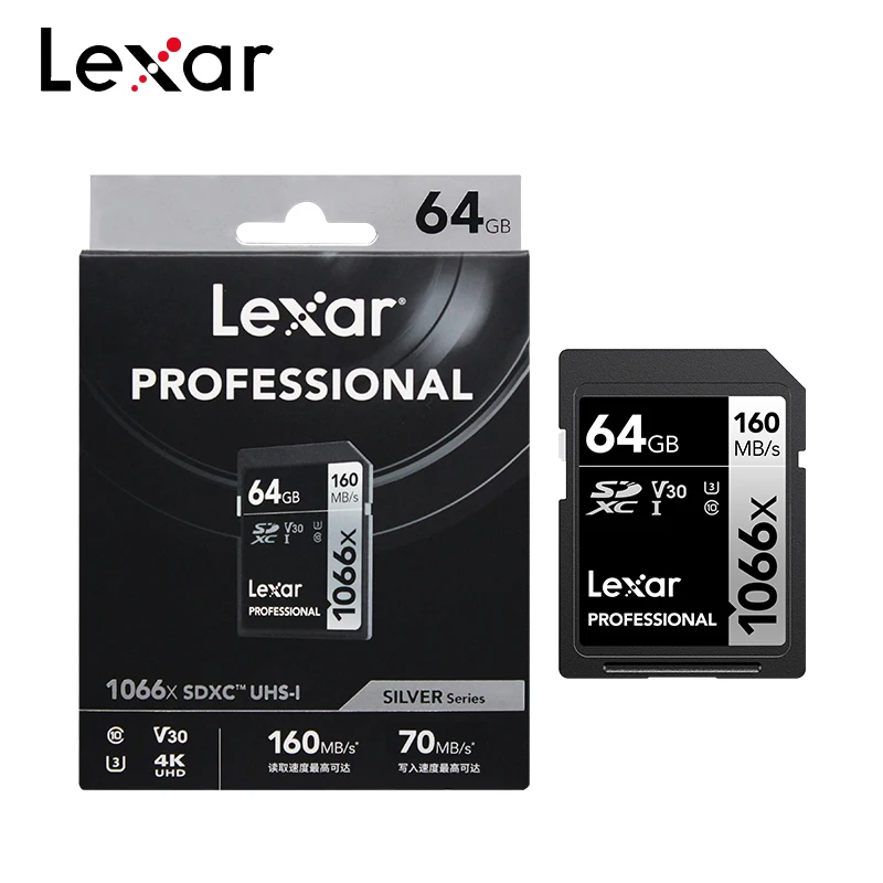 Lexar Professional V30 SD Card for Camera SDXC UHS-I Memory Card 64GB 128GB 256GB 512GB Original Storage Flash Card Up to 205Mbs