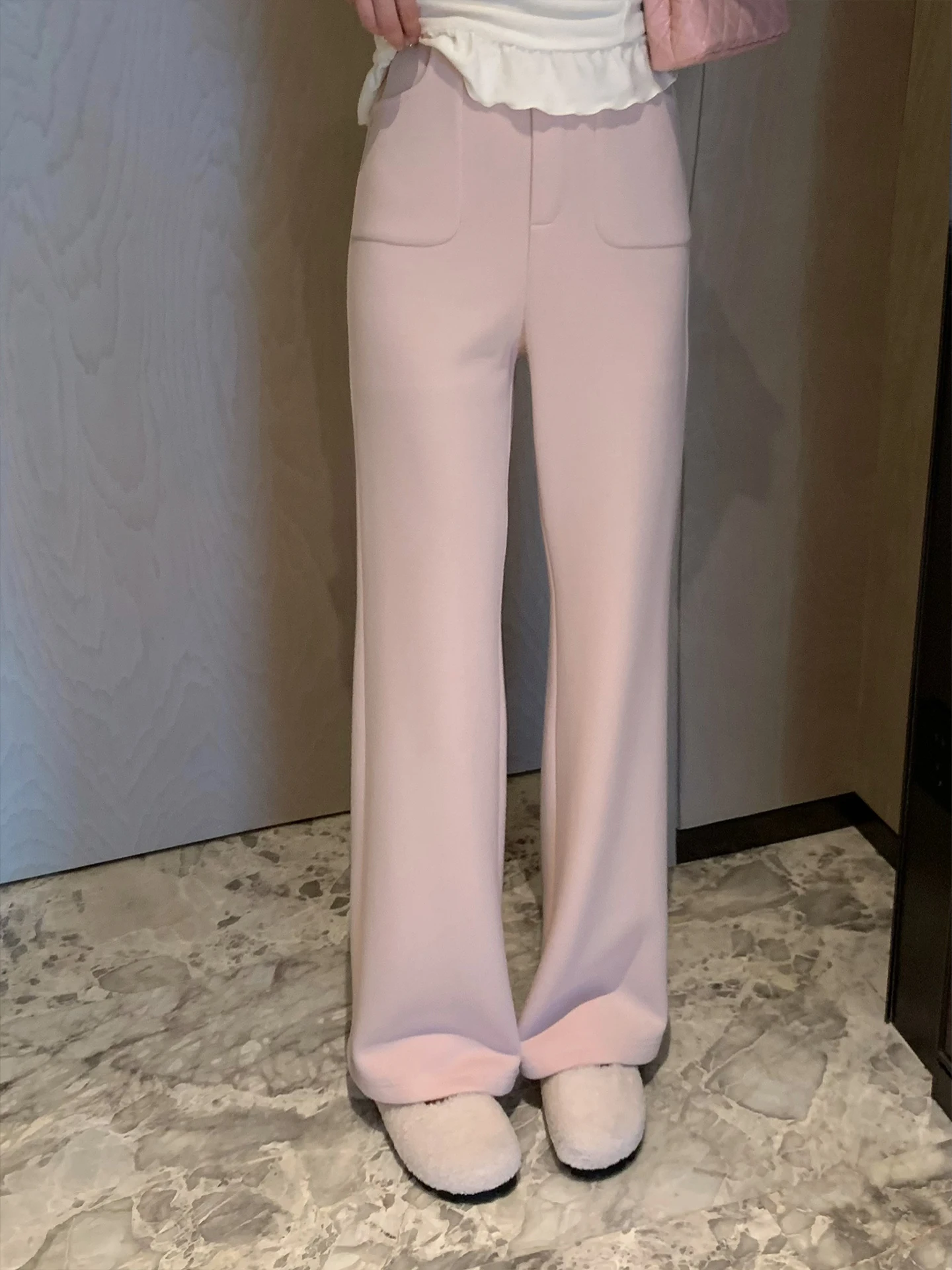 

Женские вязаные брюки Kun Total Wool: прямые, широкие, повседневные, зимние, комфортные, с молнией на талии