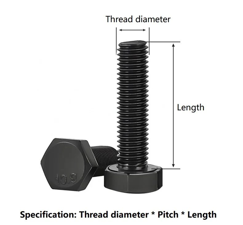 M18 M20 10.9 Grade Carbon Steel Fine Pitch External Hexagon Head Screw Outside Hex Head Bolt Full/Partial Thread