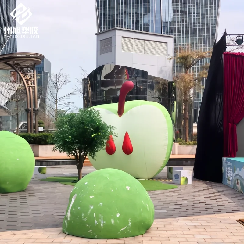 Modelli gonfiabili personalizzati di aria mela verde oggetti di scena estivi per la decorazione esterna nei centri commerciali