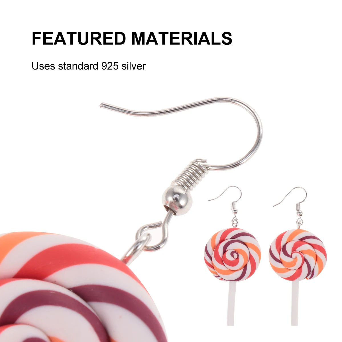 4 шт. серьги из мягкой глины в форме леденца, элегантные ювелирные изделия