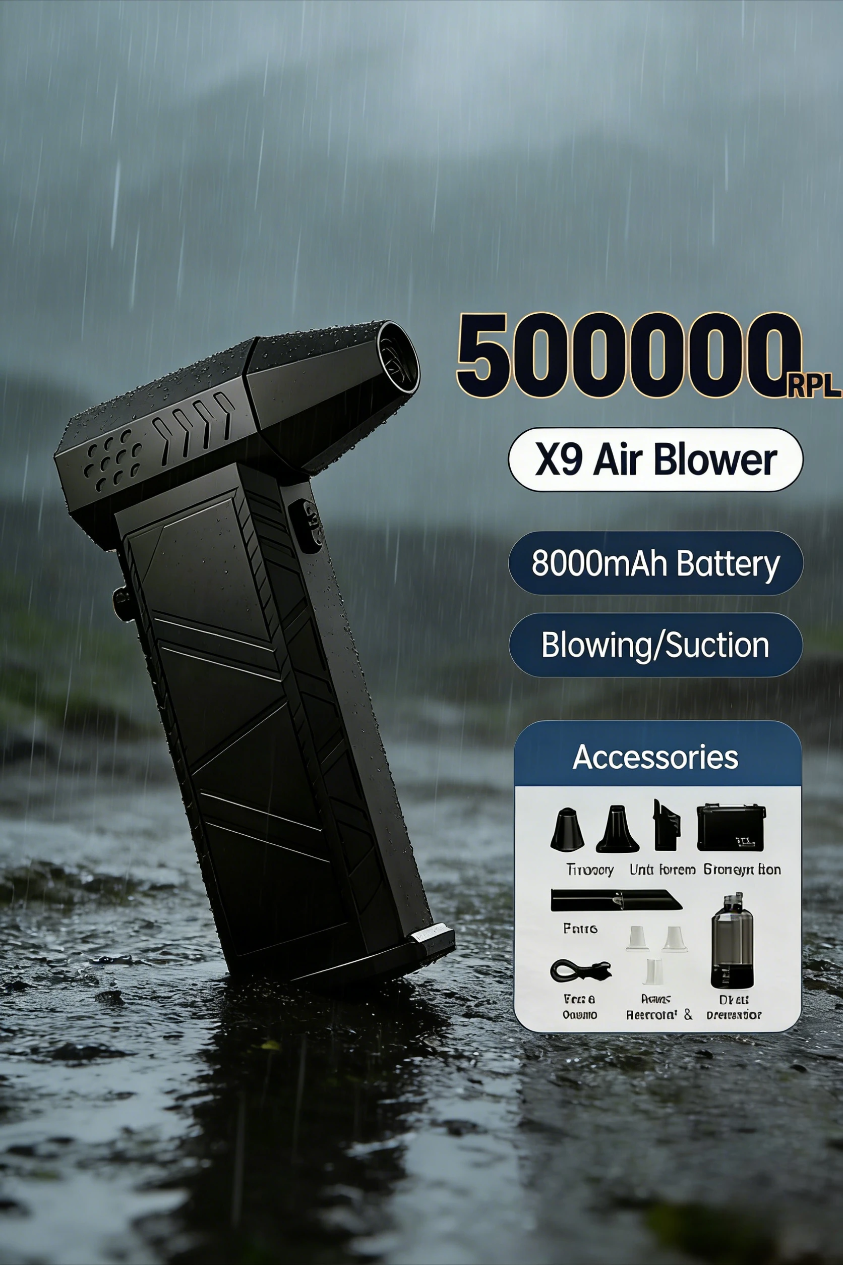 

X9 Turbo Jet Blower | 500000RPM Wireless Portable 2-in-1 Compressed Air Duster & Vacuum