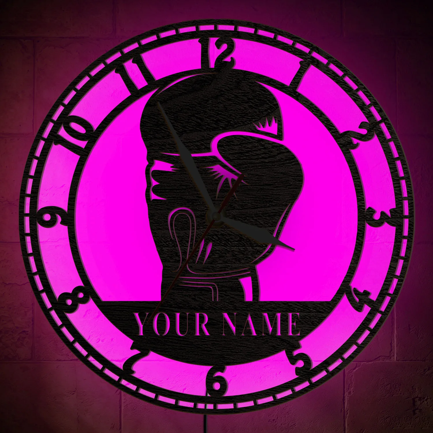 Custom Boxing Glove Wooden Wall Clock with RGB LED Backlight Personalized Boxer Name Luminous Wall Clock for Gym Man Cave Decor