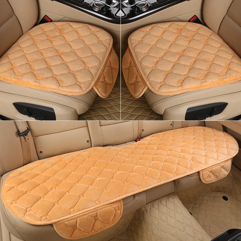 Warm Plush Car Seat Cover Winter Front Rear Back Auto Seat Cushion Protector with Thicken Cotton Filling Universal Fit Truck SUV