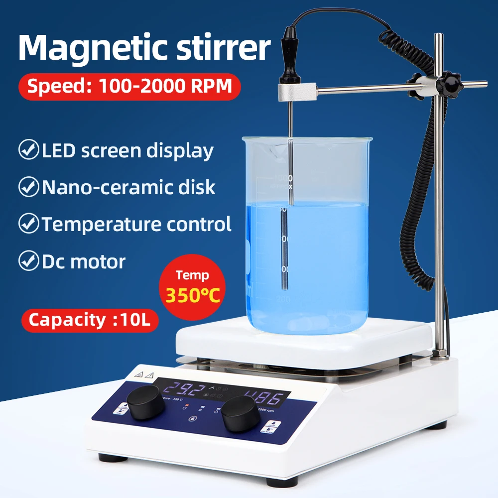 10L Laboratory Heating Magnetic Stirrer Digital Hot Plate Mixxer Reversible Heated Magnetic Mixer EU UK Plug Stirring Machine