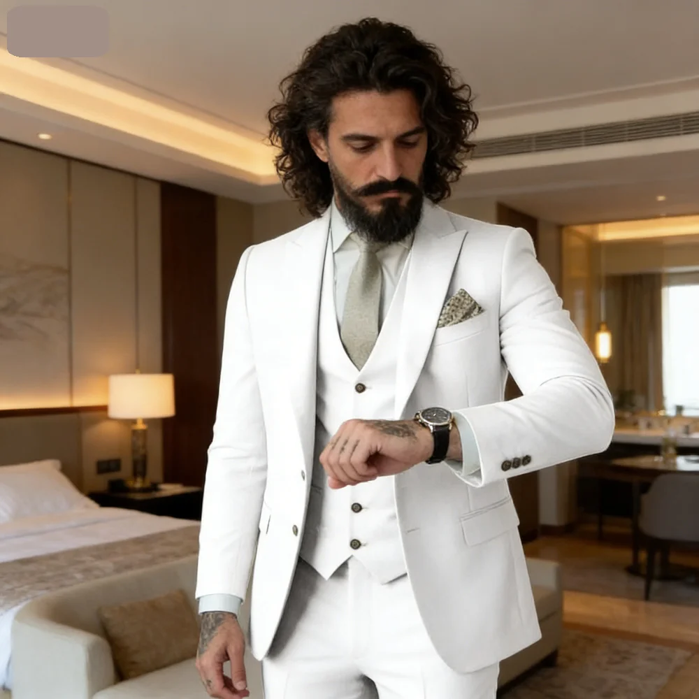 

High-Quality Blue Real 3-Piece Suit for Men Slim Fit Formal Office Casual Wear Daily Fashion Party