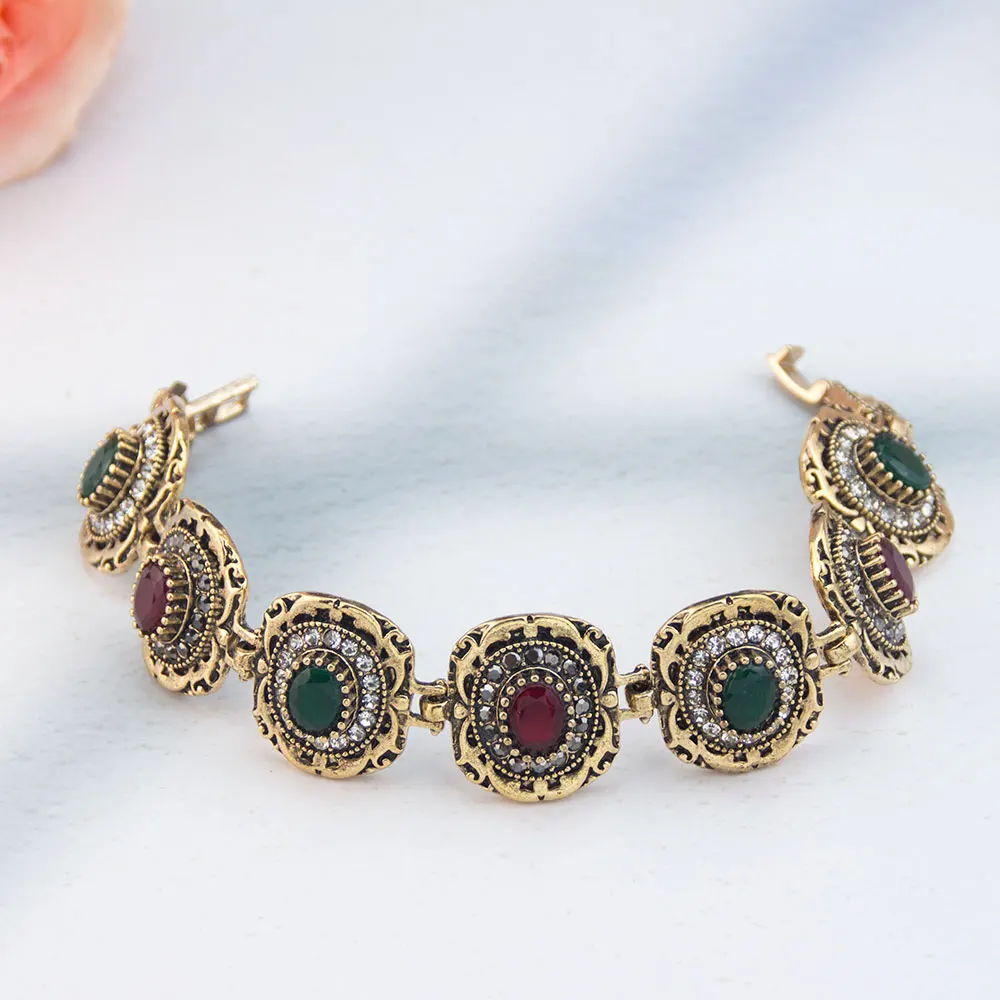 Chic Vintage Women Bracelet Link Chain Antique Gold Color Turkish Jewelry Arabic Charm Bracelet Bridal Bijoux