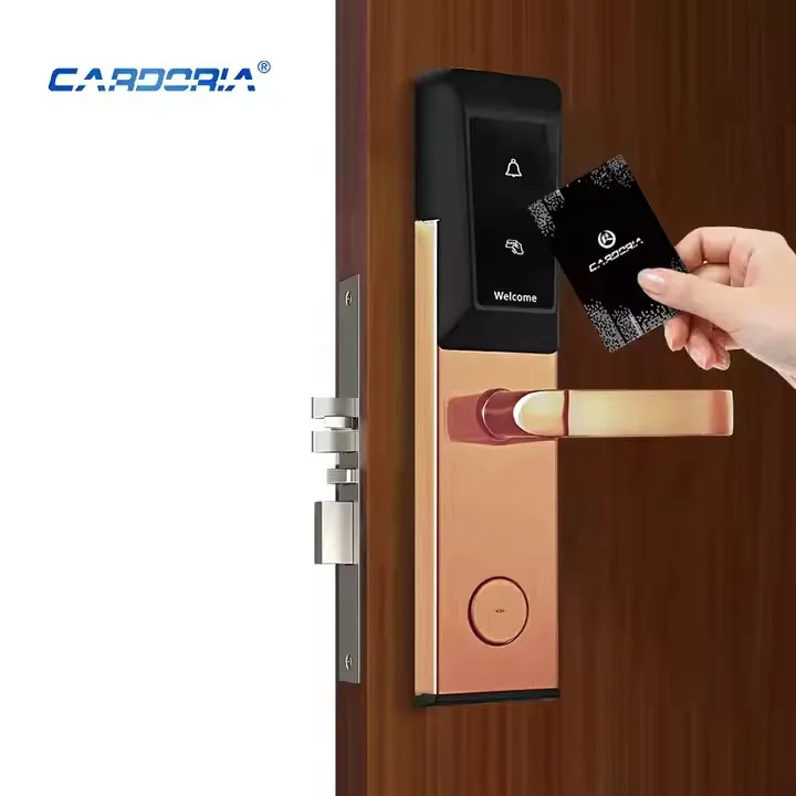 001 Electronic M1 Card Reader Hotel Door Lock System Digital Key Card Key Rfid Access Control Hotel with Bell Alarm