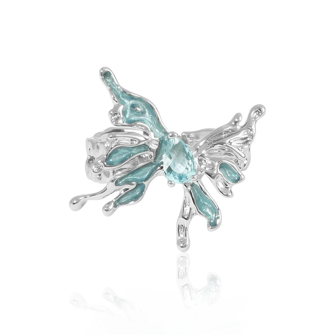 

New product original design ice butterfly ring women do not fade niche high sense light luxury