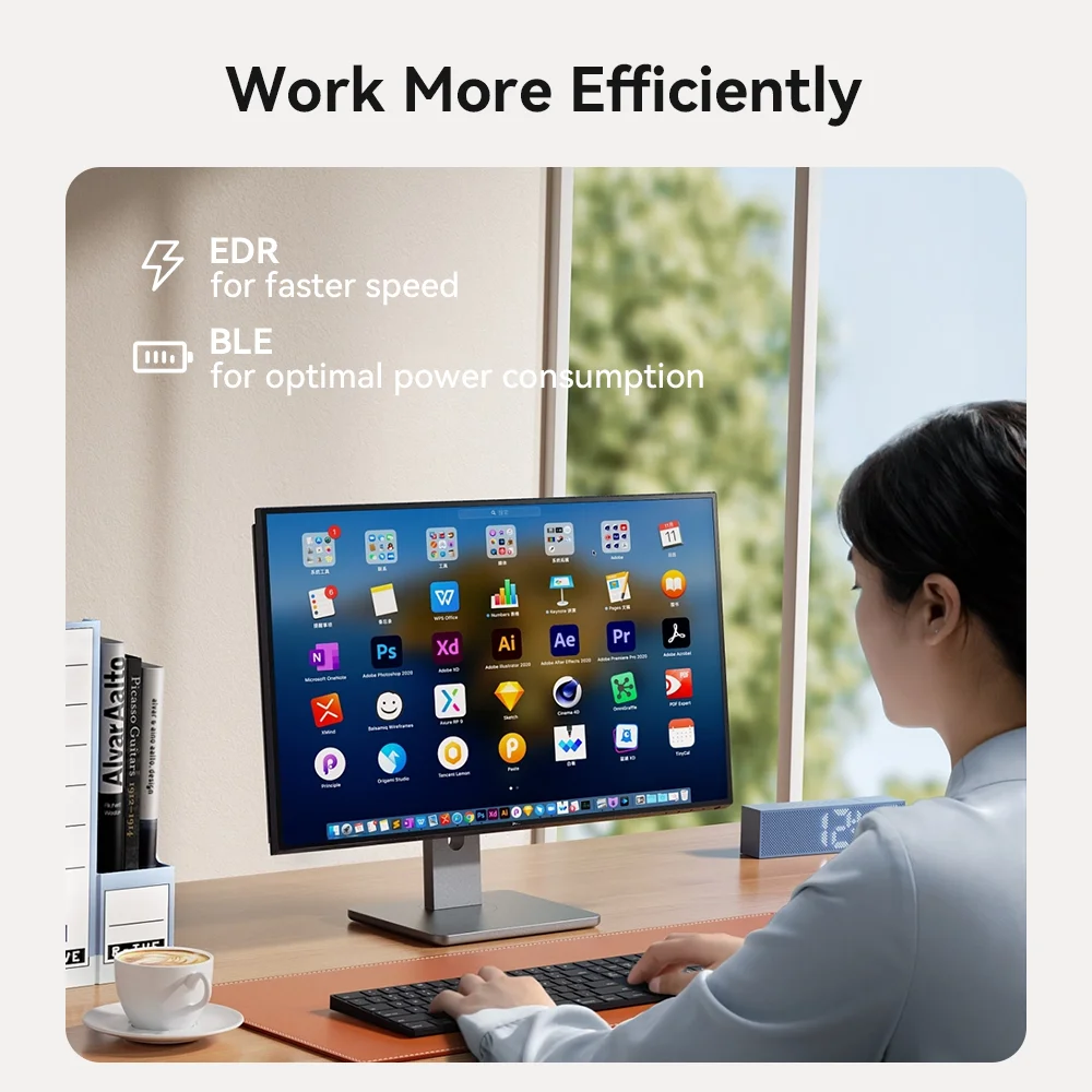 KEBIDUMEI USB بلوتوث محول بلوتوث 6.0 دونغل للكمبيوتر ويندوز 8.1/10/11 سائق مجاني للوحة المفاتيح الفئران سماعة الرأس