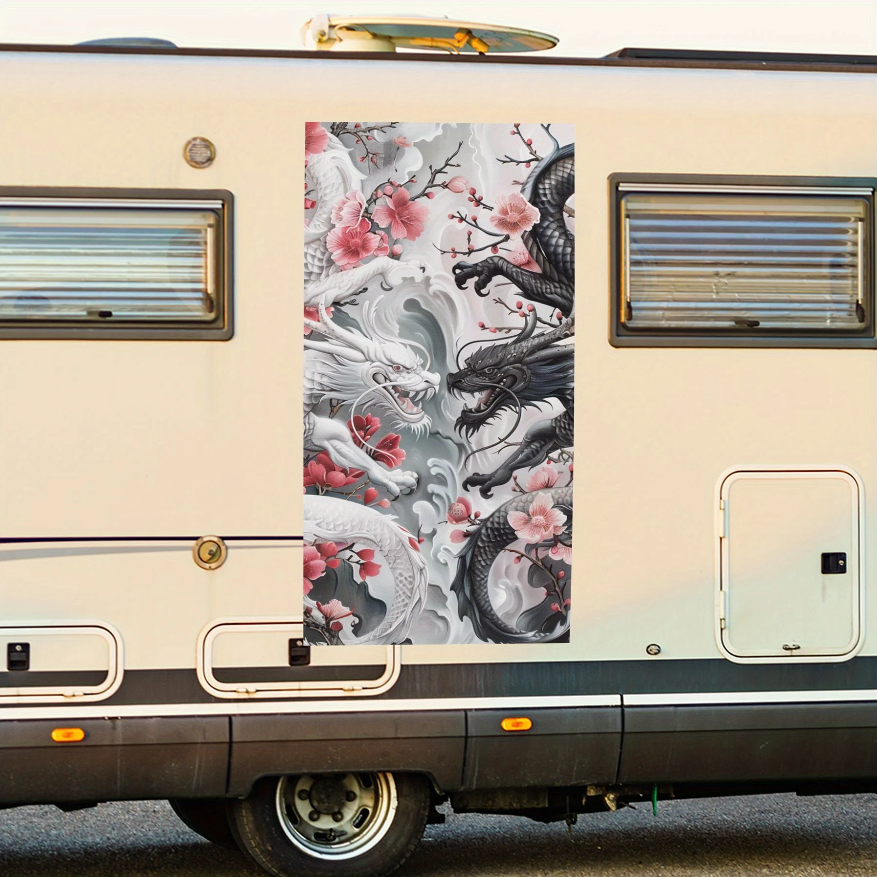 

Tai Chi Double Dragon Art Decor Car Sticker,Waterproof Vinyl Decal for RV Side, Self - Adhesive Stickers to Decorate & Protect R