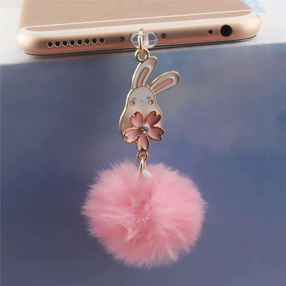 Cute Dust Plug Charm Kawaii Hairball 3.5MM Jack Anti Dust Cap Type C Dust Protection Stopper Charge Port Plug For iPhone Xiaomi