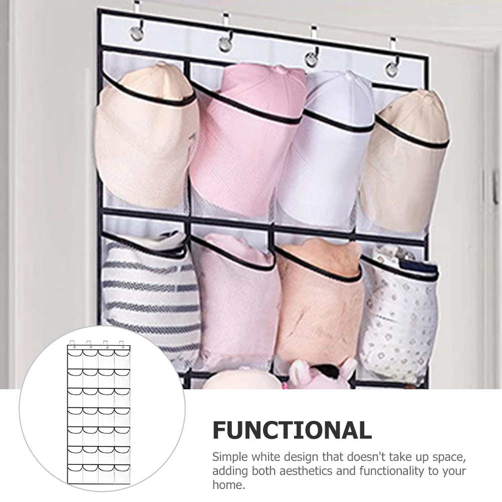 

1 Set 28-Grid Transparent Mesh Over The Door Organizer Hanging Storage Pouch For Closet Bathroom Bedroom Multi-Layer Door Back
