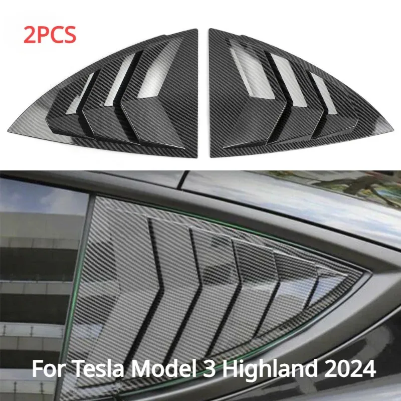 Rear Side Blinds Window for Tesla Model Y Model 3 Rear Triangle Window Spoiler Louver Shutter Cover Sports Car Accessories