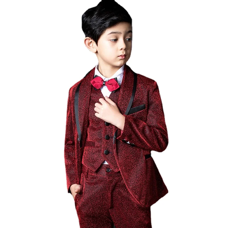 4 Pieces jacket+vest+pants +bow tie Children Formal Suit Jacket Wedding boys Dress Suit sets high quality size 2years -16 years