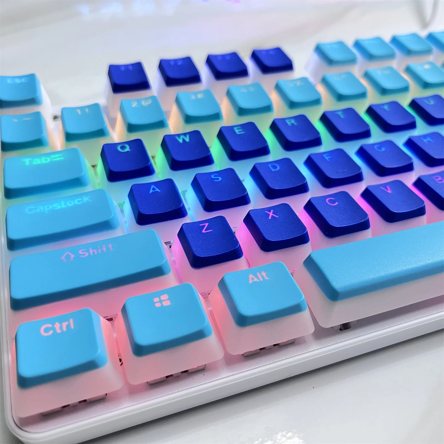 Pudding keycap blue mechanical keyboard cap DIY two-color key cap of translucent keycaps gh60 poker 87 tkl 104 108 ansi iso