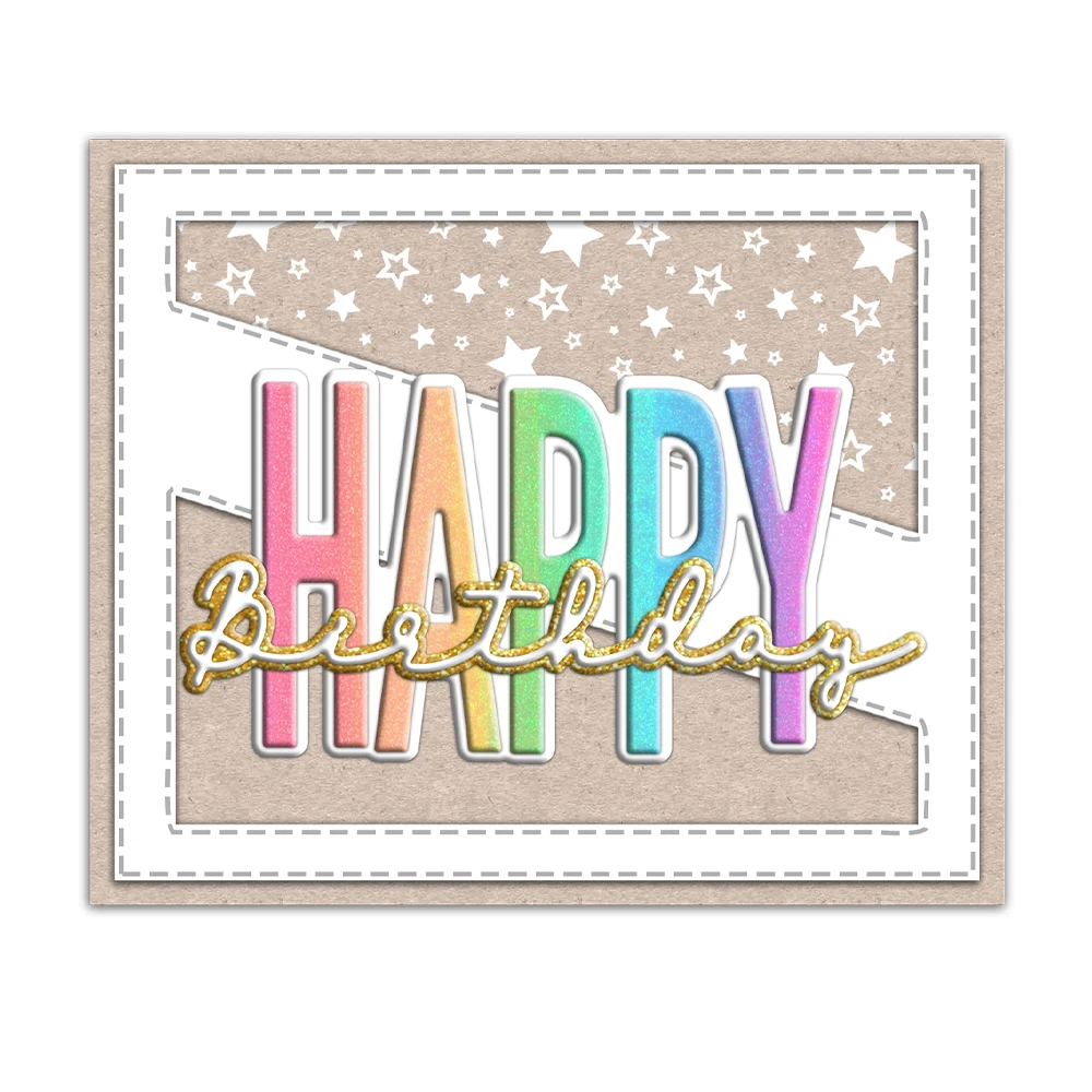 MangoCraft Universal Happy Birthday Cutting Dies DIY Scrapbooking Supplies Metal Dies Knife Mold For Card Making Albums Decor