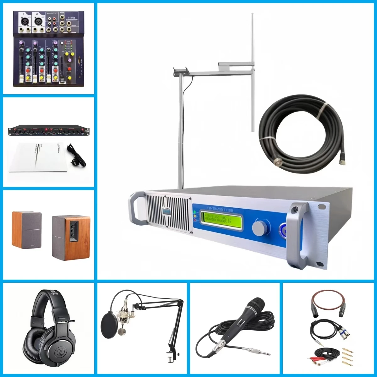 مجموعة أدوات إرسال FM YXHT-800W التجارية مع مكبرات الصوت والخلاط - صوت الأقراص المضغوطة، أداء مستقر، استخدام محطة الراديو #6
