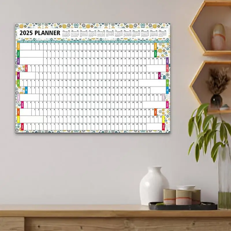 مخطط سنوي 2025 تقويم حائط كبير عملي 2025 مخطط سنوي قابل للطي تقويم العمل 12 شهرًا تقويم الحائط للمنزل