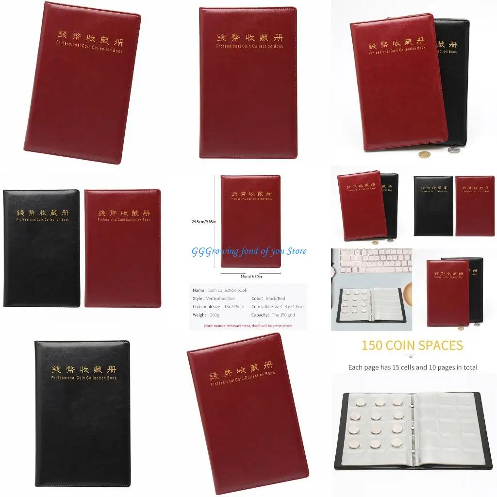 H9EB ألبوم مجموعة العملات المعدنية بجيب 360 لهواة التجميع، ألبوم حامل مجموعة العملات المعدنية الجلدية #1
