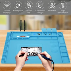 30x45cm Large Silicone Soldering Mat Heat Resistant Insulation Work Mat for Electronic Phone Multi Component Soldering Repair