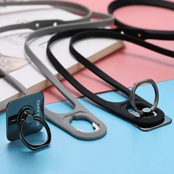 2 in 1 Silicone neck lanyard Metal finger ring bracket stand for phone