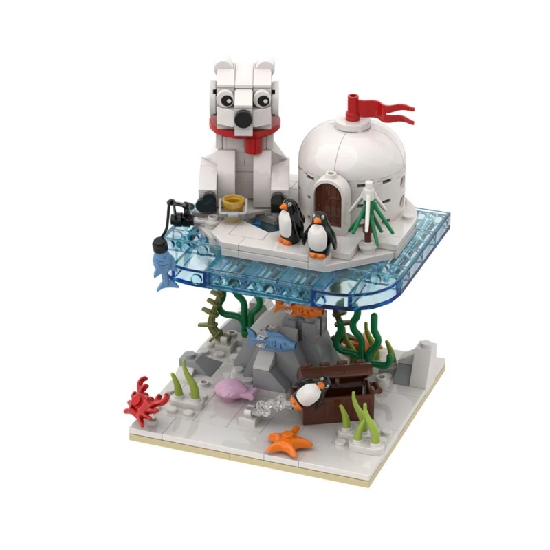 MOC Winter Penguin Castle Model Building Blocks Cute Penguin Crab Seaweed Sea Castle assemblato Brick Toys Kid Christmas Gift