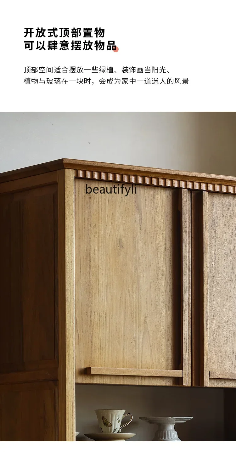 Mobiletto da pranzo retrò, contenitore per soggiorno contro il muro, mobiletto per le pulizie in legno massello