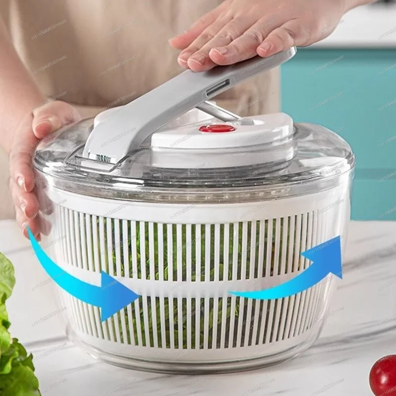 Kitchen Colander with Dryer, Hand Crank Rotating Basket for Washing & Draining Produce