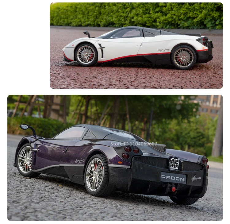 Große Größe 1:18 Pagani Huayra Spielzeugmodellauto Druckgusslegierung Sportwagen Sound Licht Zurückziehen Stoßdämpfungsmodelle Festival Geschenk – Detail 13