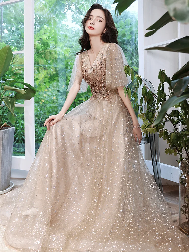 

plus Size Performance Evening Gown Ele Slimming Par Host Dr for Heavy MM 200 Pou Long A-Line Skirt Wedding Dr