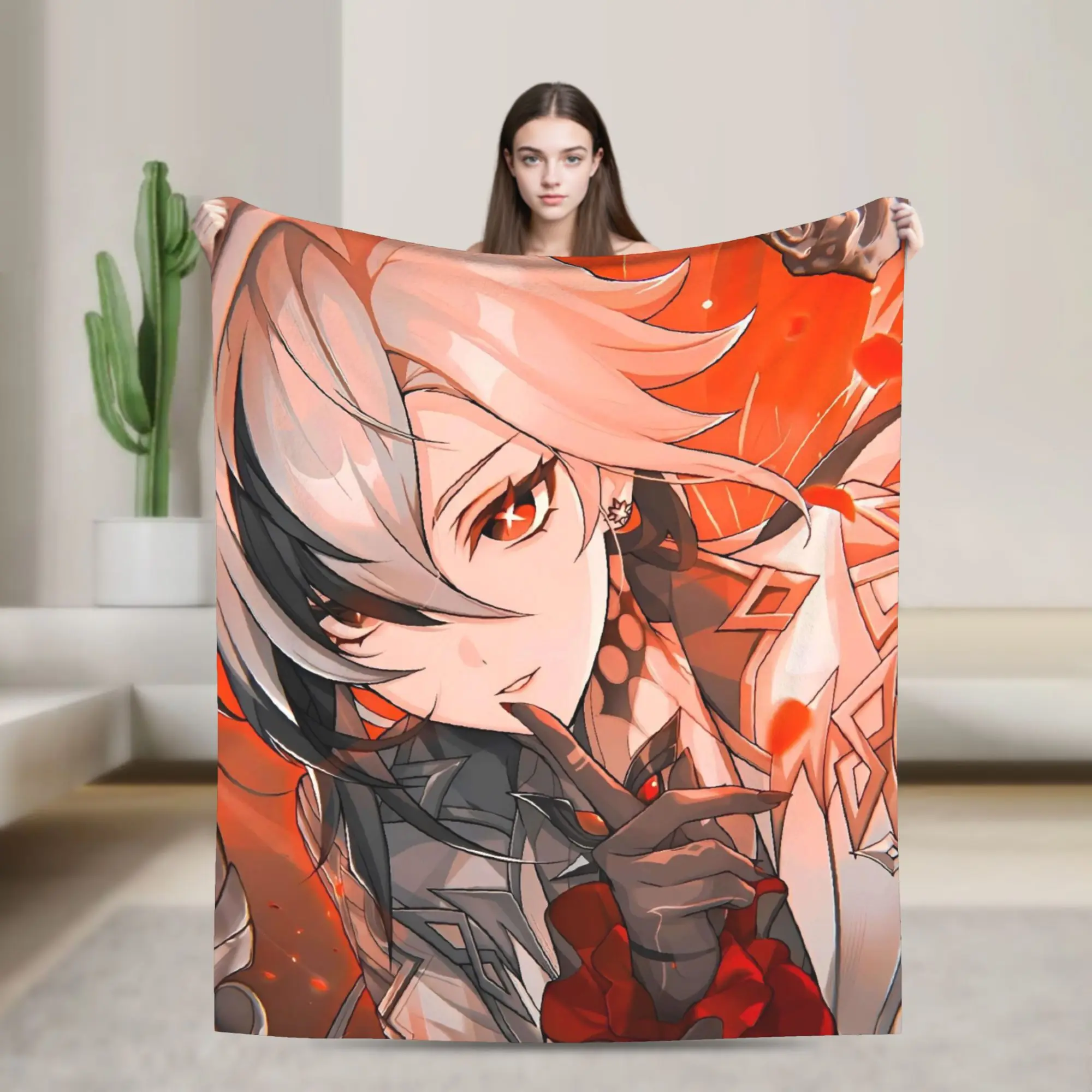 Anime game Genshin Impact  Flannel Blankets  Warm Soft Throw Blanket for Living Room Decorative Funny Bedspread Sofa Bed Cover