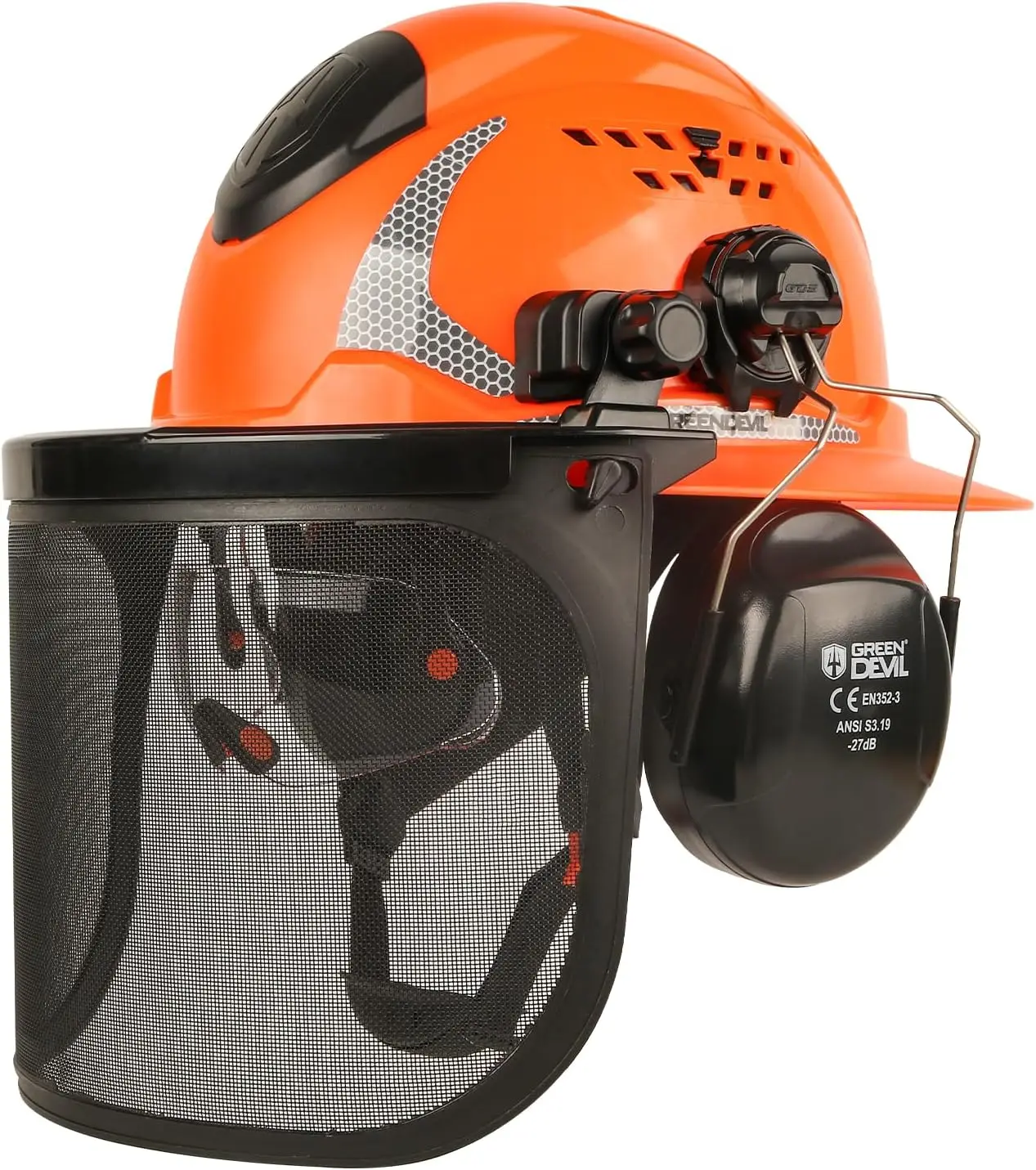 

Industrial Chainsaw Helmet with Face Shield, Visor & Ear Muffs - ANSI Z89.1 Safety Hard Hat for Forestry Work