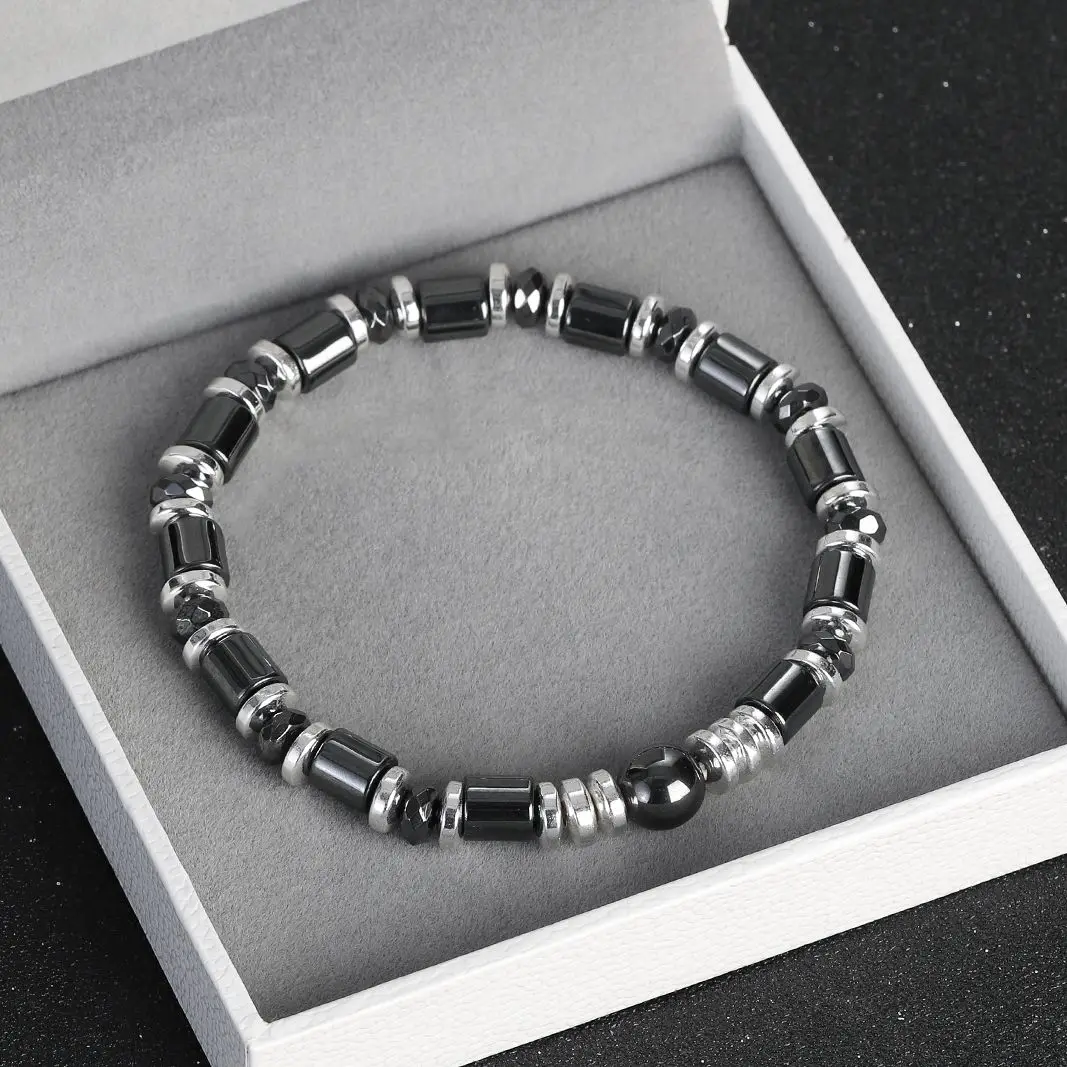 Classic Men Bracelets Black Obsidian Hematite Tiger Eye Beads Bracelets Silver Color Loose Beaded Jewelry Gift Pulsera Hombre
