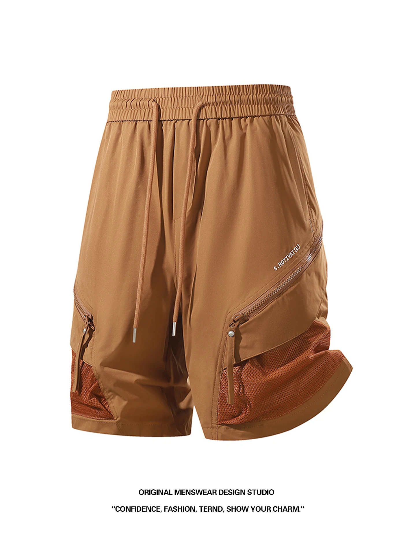 American Style Workwear Mesh Splice Five-Quarter Shorts Unisex Summer Ice Silk Quick Dry Loose Mountain Climbing Casual Sport...