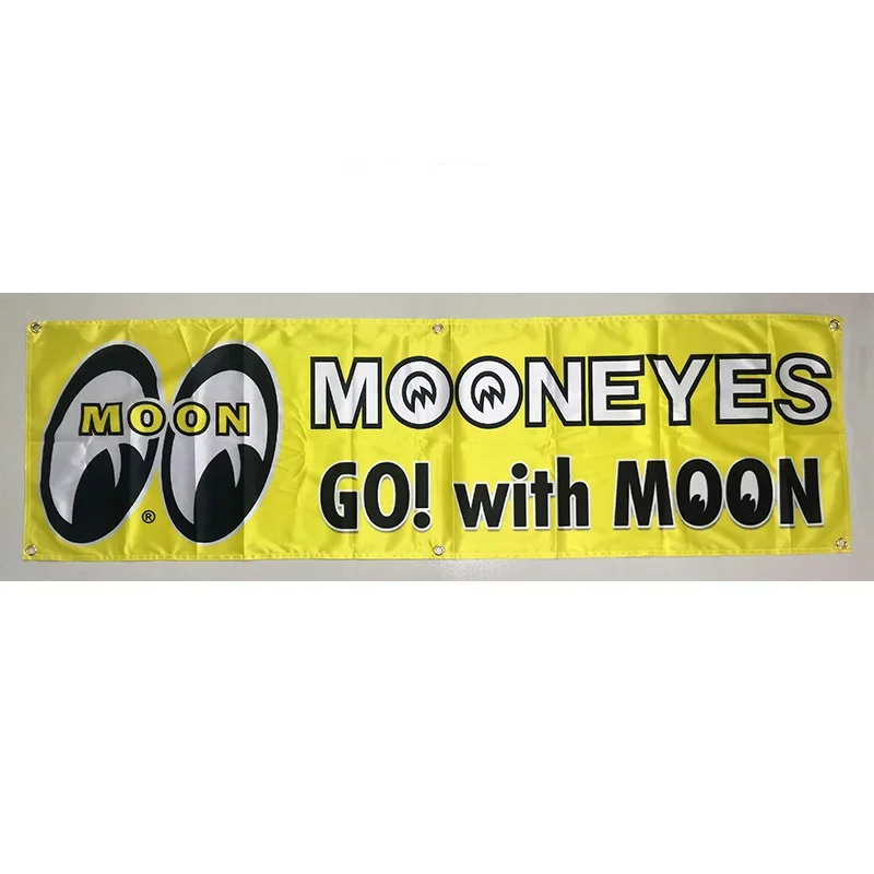 130G 150D Double Sides Go with Moon MoonEyes  Flag Banner 1.5ft*5ft (45*150cm) Size  Decoration banner