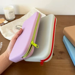 Small Square Silicone Cosmetic Storage Bag Large Capacity Travel Makeup Brush Holder Portable Cosmetic Waterproof Organizer