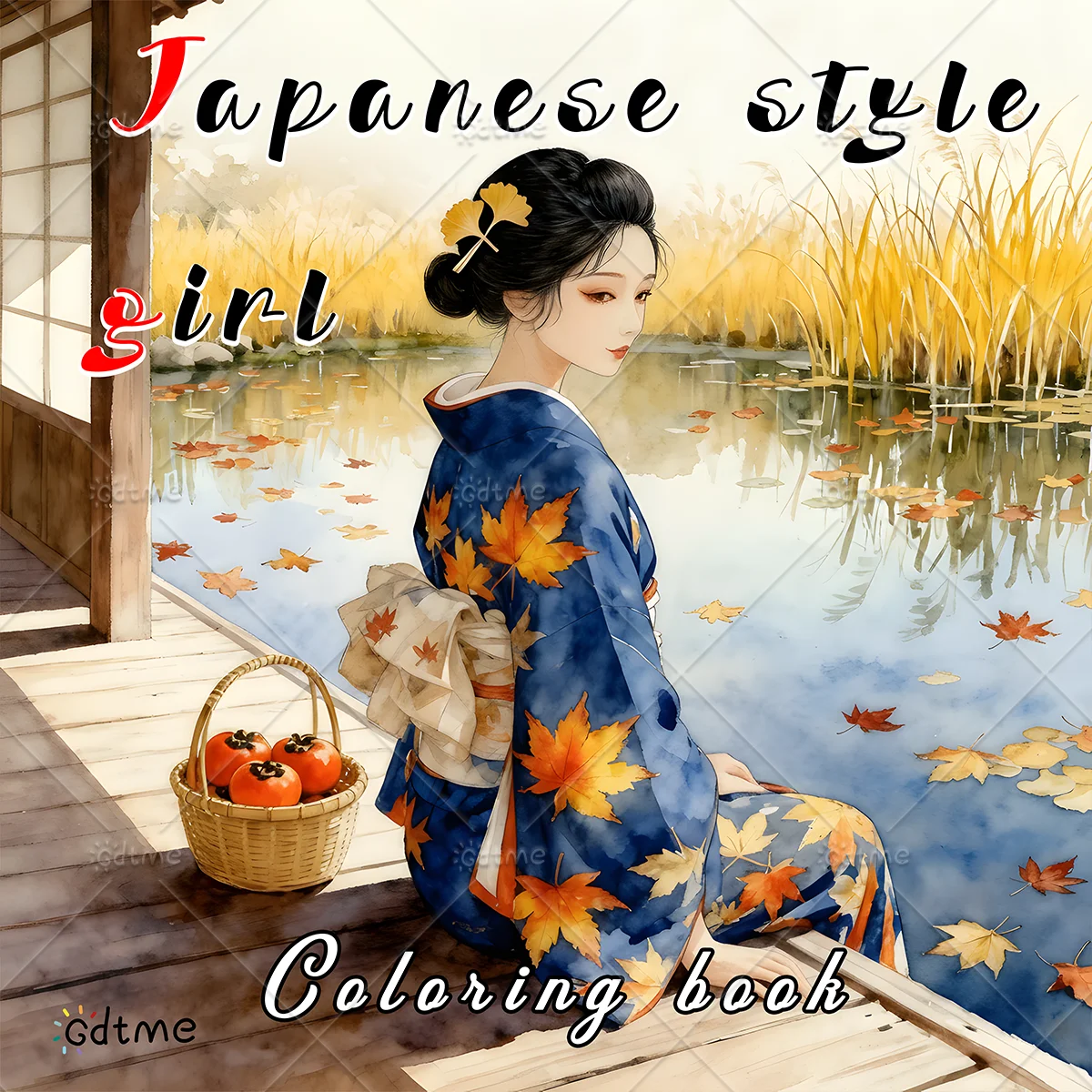 Japanese Style Girl Coloring Book for Adults Featuring Cartoon Bold-easy Patterns for Relaxation DIY Painting Drawing Books