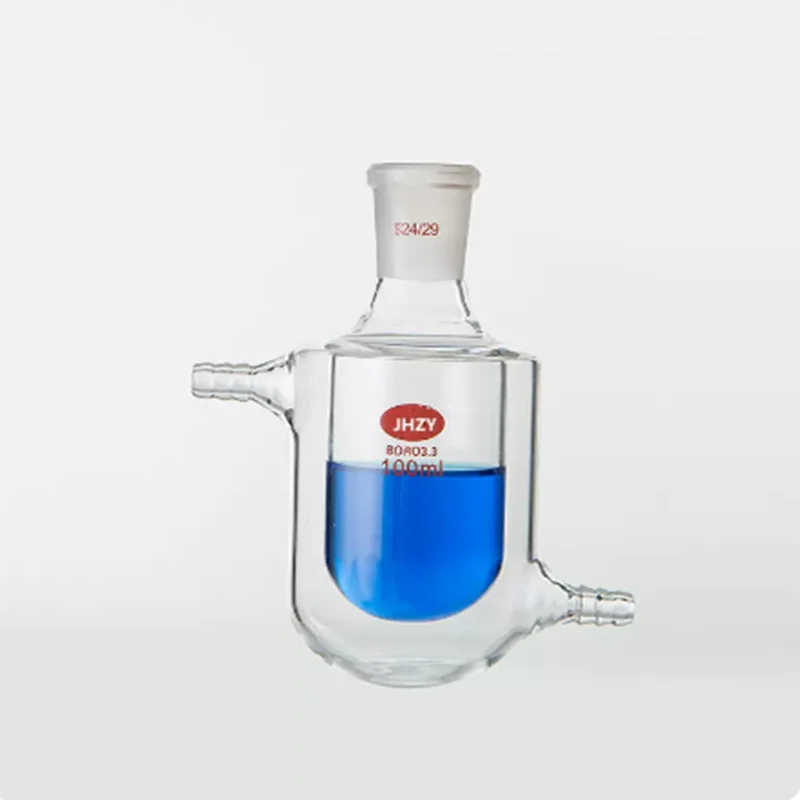 Lab 50/100/250/500/1000/2000ml Double Jacketed Reaction Flask Single/Three/Four Mouth Glass Reaction Flask