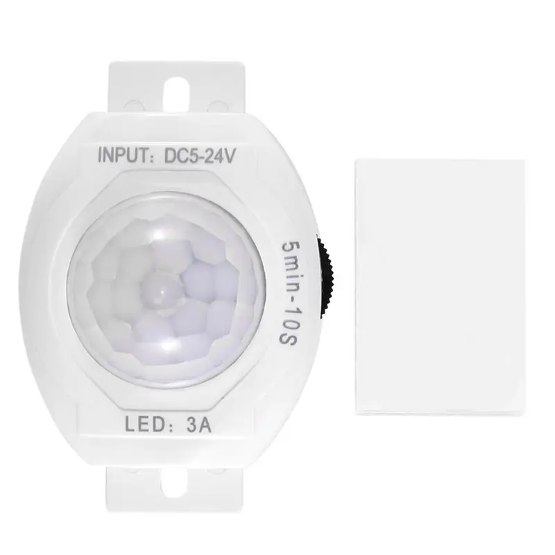 

Инфракрасный датчик движения ABKQ-PIR, 5-24В постоянного тока, с таймером включения/выключения, для домашнего освещения, светодиодная лампа с датчиком движения PIR (белый)